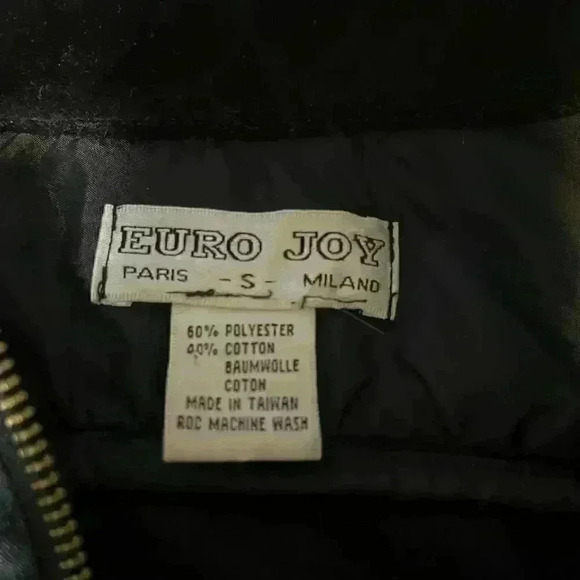 Euro Joy Vintage Velvet Velour Black Jacket Embroidered Gold Stars Size Small - Picture 6 of 8